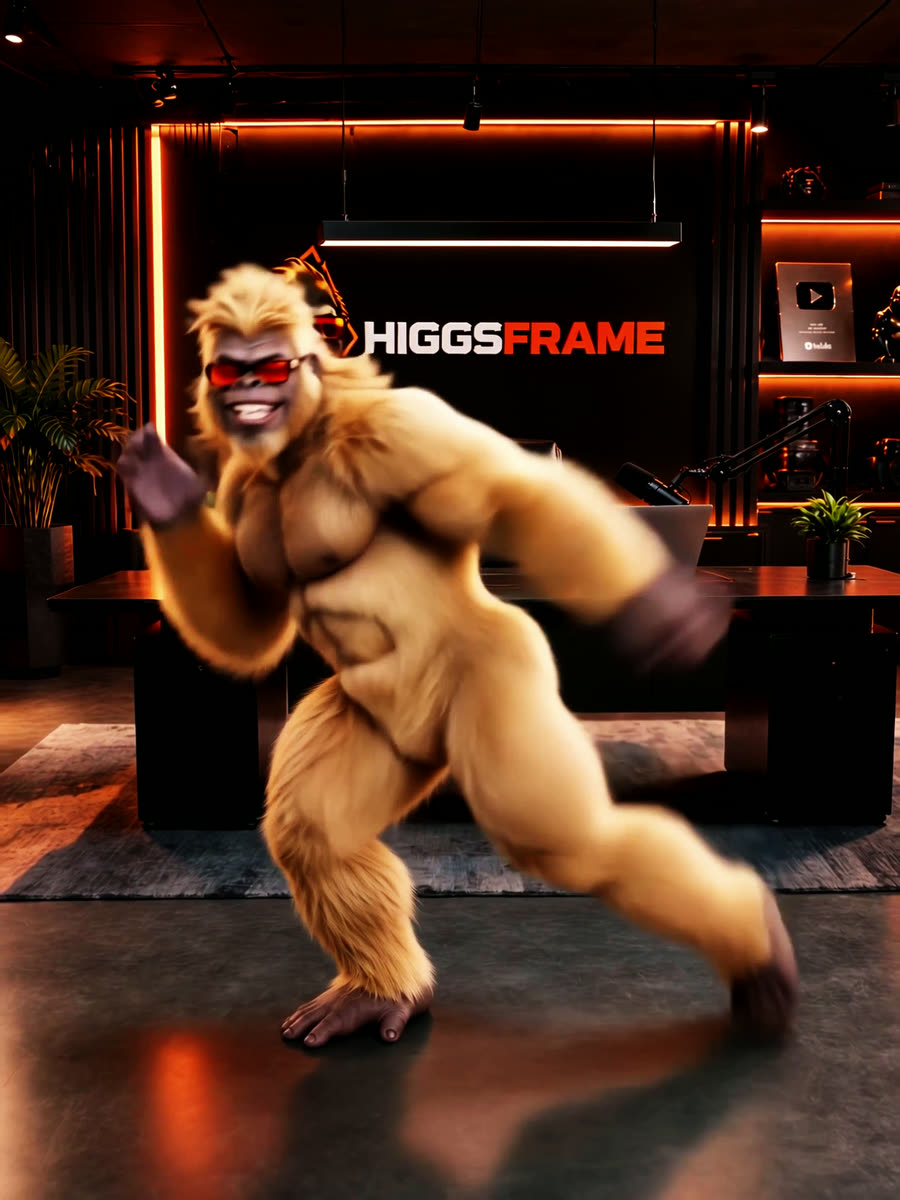 Golden Gorilla danst in de HIGGSFRAME-studio