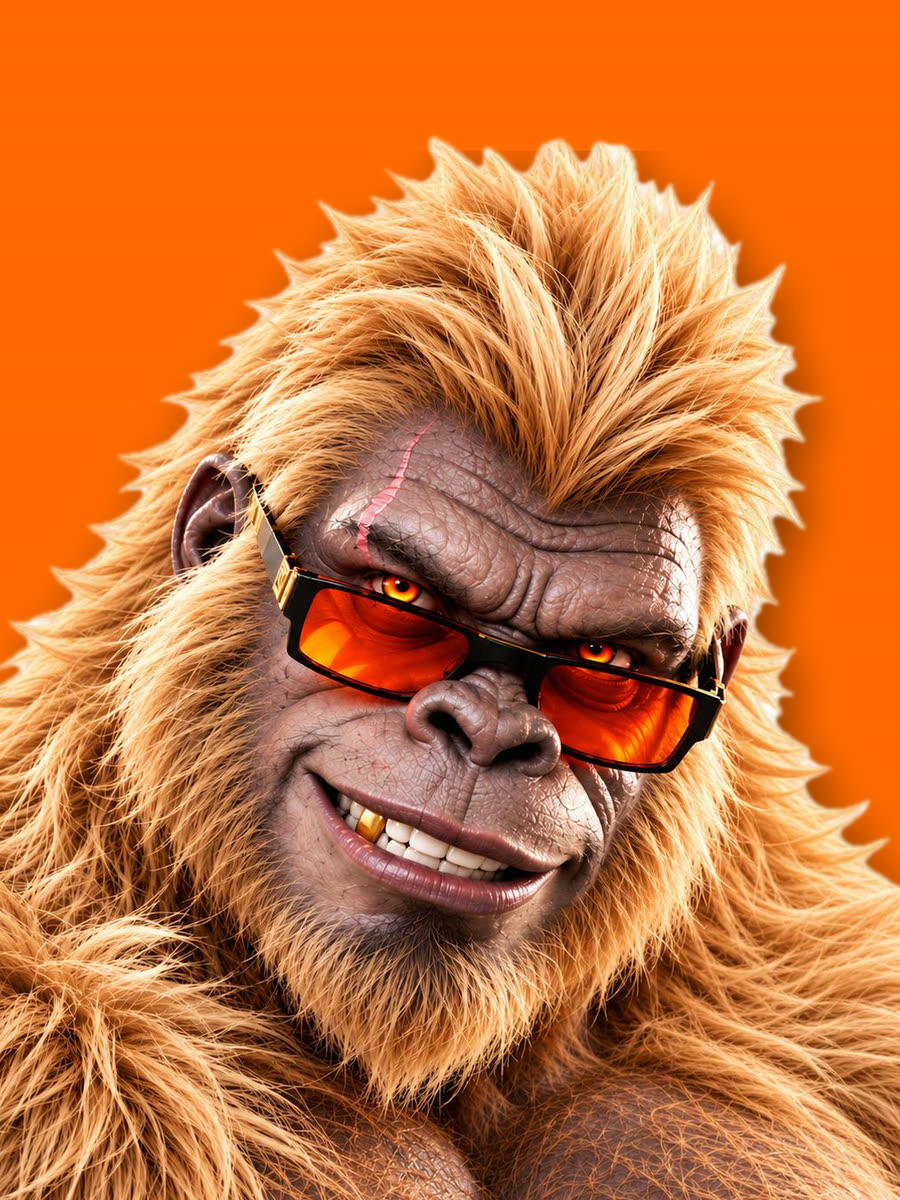Portret van Golden Gorilla op oranje